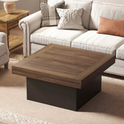 HOMCOM Table Basse Carrée LED 16 Couleurs Noyer 90x90x45cm Moderne