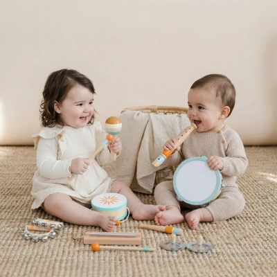 AIYAPLAY Instrumentos Musicales Infantil 10 Piezas Juguetes Musicales de Madera Montessori Set de de Percusión
