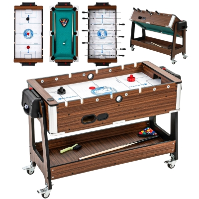 SPORTNOW 3-in-1 Games Table 3.4ft Lockable Wheels Storage Shelf