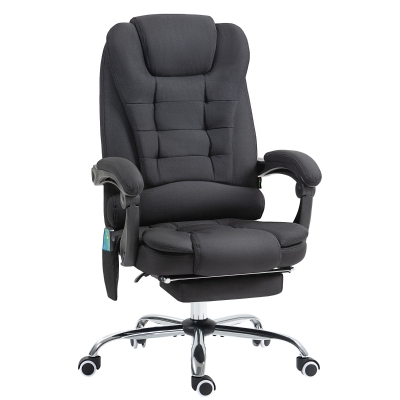 Vinsetto Cadeira de Escritório com 6 Pontos de Massagem Giratória com Encosto Reclinável 135º Função de Aquecimento 65x70x111-119 cm Preto