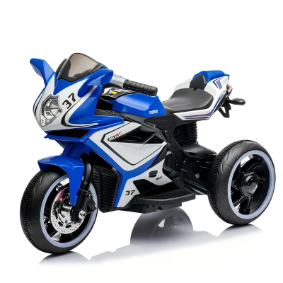 Elektrisches Kinder-Motorrad, leuchtenden Rädern, Vor-/Rückwärtsbetrieb und Echtzeit-Akkuanzeige, 78.1x40.6x51.5 cm, Blau