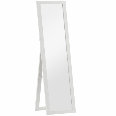 HOMCOM Espejo de Cuerpo Entero 157x37 cm con Marco de MDF Espejo de Pie Inclinado o Colgante Blanco Veteado