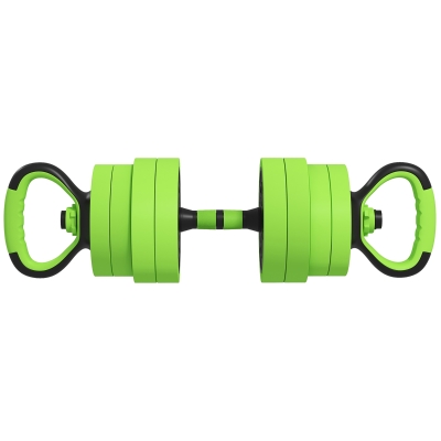 SPORTNOW 4 in 1 Hanteln Set 20 kg verstellbare Kurzhantel & Langhantel Kettlebell Liegestützgriffe Grün
