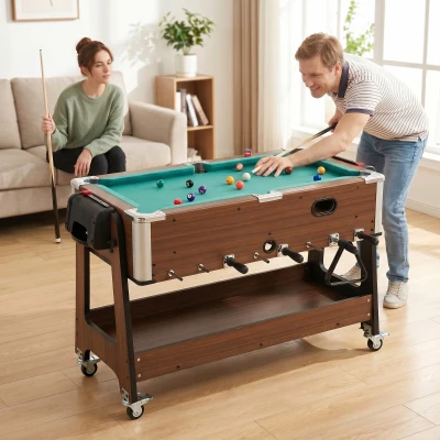 SPORTNOW 3-in-1 Games Table 3.4ft Lockable Wheels Storage Shelf