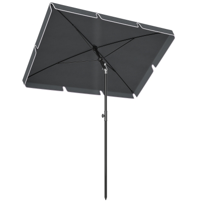 Outsunny Sombrilla de Terraza de Aluminio 2x1,3x2,5 m Parasol de Jardín Rectangular con Función de Inclinación Gris