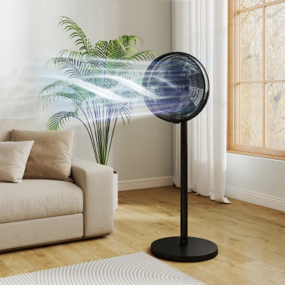 HOMCOM Standing Floor Fan 40cm, 4 Speed, Remote, Black