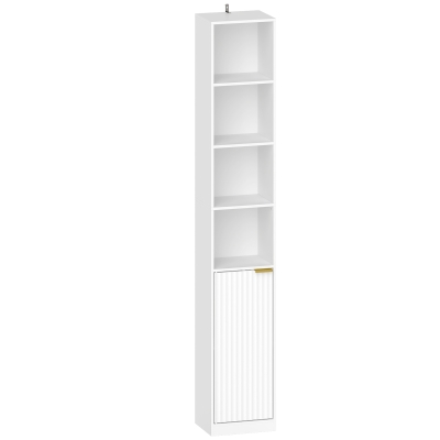HOMCOM 6-Tier Storage Cabinet Adjustable Shelf White Wood Effect