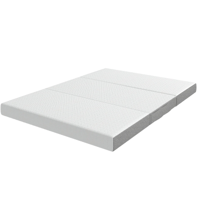 HOMCOM Saltea pliabilă în 3 părți, 140x190x15cm, Saltea de oaspeți din spumă cu memorie infuzată cu gel, Alb