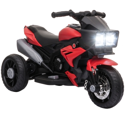AIYAPLAY Kids Electric Motorcycle Ride-On Toy, 3-Wheel Battery-Operated Motorbike with Horn, Toddler Ride On Bike, Red