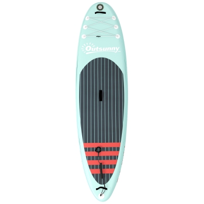Outsunny Tabla de Paddle Surf Hinchable 320 cm, con Superficie Antideslizante Remo de Aluminio Ajustable Quilla Bomba y Mochila