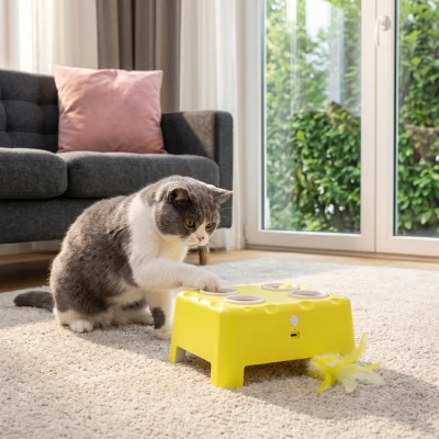 PawHut 3-in-1 Interactive Cat Toy Rechargeable Indoor Mouse
