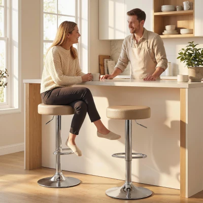 HOMCOM Bar Stools Set of 2 PU Leather Swivel Brown