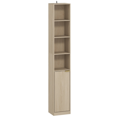HOMCOM 6-Tier Bookcase Cabinet Adjustable Shelves Oak Wood Effect