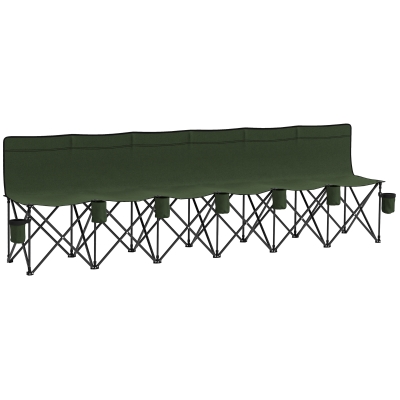Outsunny 6-Seater Folding Camping Chair with Cup Holder Green