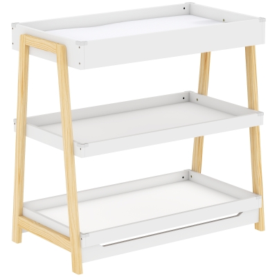 AIYAPLAY Baby Changing Table 2 Storage Shelves Waterproof White