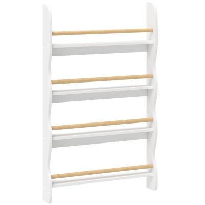 AIYAPLAY Raft pentru cărți copii, raft cu 4 polițe, raft de perete cu protecție la răsturnare Montessori 60 x 10 x 98 cm, Weiß
