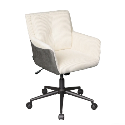 Homeoffice- und Schminkstuhl, höhenverstellbar, 360° drehbar, leise Rollen, 56x44.5x81 cm, Weiß