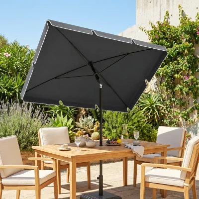 Outsunny Sombrilla de Terraza de Aluminio 2x1,3x2,5 m Parasol de Jardín Rectangular con Función de Inclinación Gris