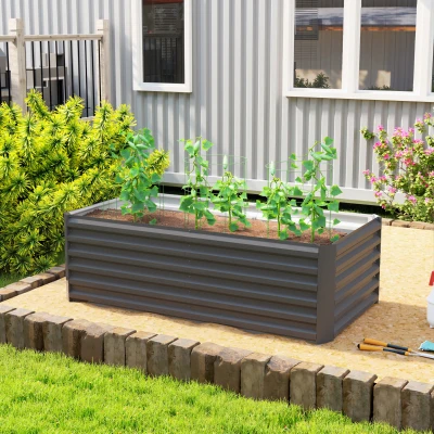 Outsunny Orto Rialzato con Fondo Aperto 180x90x57.5 cm Grigio