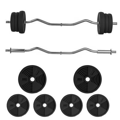 SPORTNOW 25kg Adjustable Barbell Set with Curl Bar Black