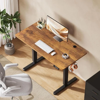 Elektrisch höhenverstellbarer Schreibtisch, leiser Motor mit 3‑fach Memory und Anti‑Kollisionssystem, 120 × 60 cm, 120x60x72-120 cm, Braun