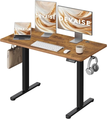 Elektrisch höhenverstellbarer Schreibtisch, leiser Motor mit 3‑fach Memory und Anti‑Kollisionssystem, 120 × 60 cm, 120x60x72-120 cm, Braun