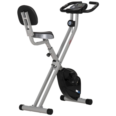 Aosom Vélo d'Appartement Pliable 8 Niveaux Résistance Gris