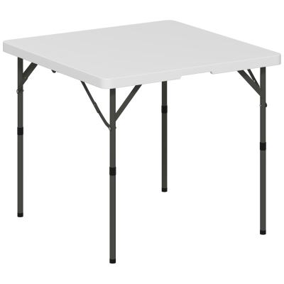 Outsunny Tavolo Campeggio Pieghevole 2 Altezze 86x86x74cm Bianco