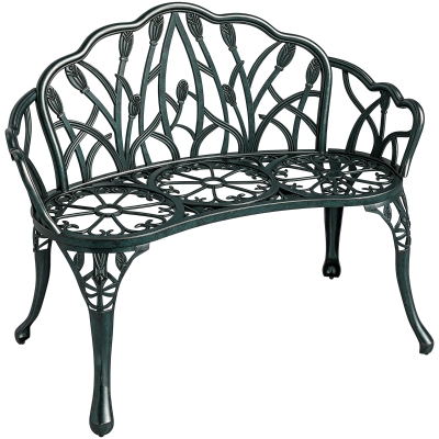 Outsunny Banc Extérieur 2 Places Aluminium Vert Antique