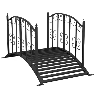 Outsunny Pont de Jardin Vintage Métal Noir 119x67x70 cm