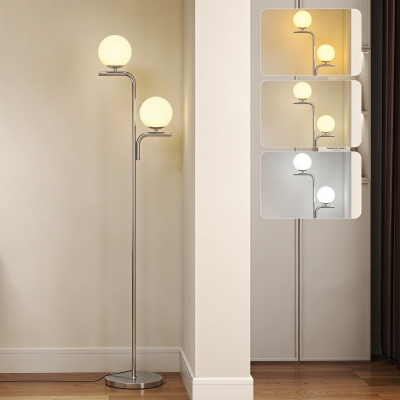 HOMCOM LED Floor Lamp Modern Globe Glass Silver