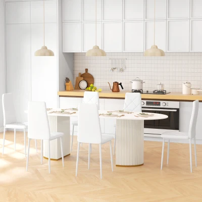 Set de 6 Scaune de Dining Moderne cu Spătar Înalt, Alb