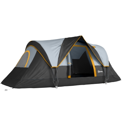 Outsunny Tente Familiale 5-6 Pers. 4,55x2,2x1,8m Gris/Noir
