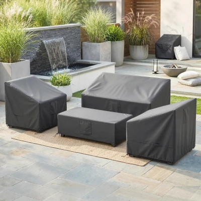 Outsunny Housses Mobilier Jardin 4 Pièces Imperméables Noir