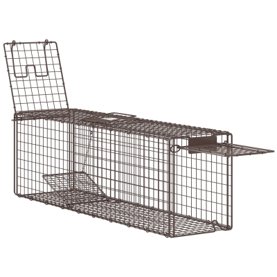 Outsunny Trampa para Animales Vivos 100x24x30 cm con 2 Puertas y Marco de Acero para Interior y Exterior Marrón