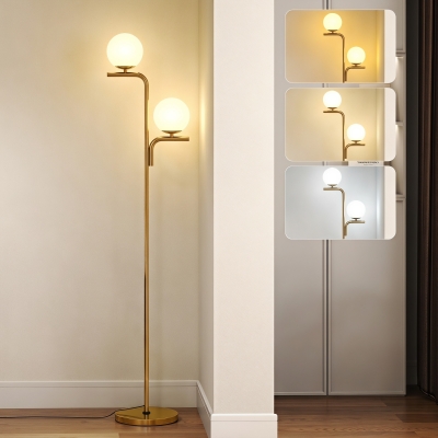 HOMCOM Modern LED Floor Lamp Globe Glass Gold Tone