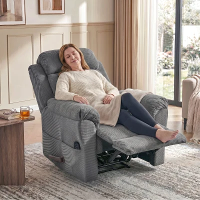 HOMCOM Sillón relax con masaje y calor, reposacabezas ajustable y función ahorradora de espacio, gris