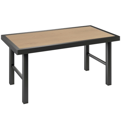 Outsunny Metal Coffee Table SPC Woodgrain 100x53cm Brown