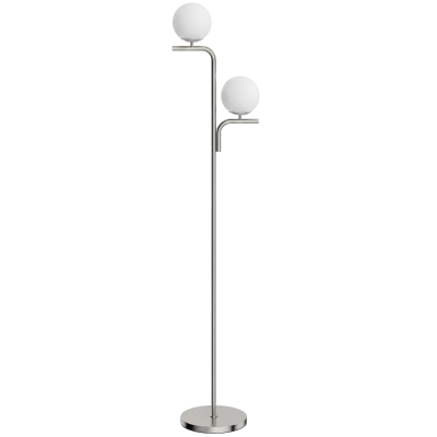 HOMCOM LED Floor Lamp Modern Globe Glass Silver