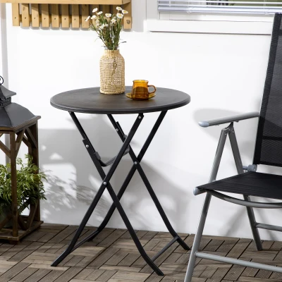 Outsunny Table Basse Ronde Extérieur Ø60cm Acier Gris Foncé