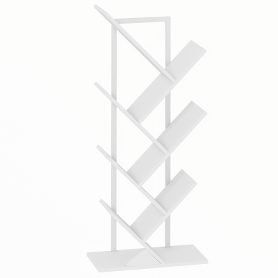 HOMCOM Librería Árbol de 7 Niveles Mueble de Almacenamiento Industrial con Armazón de Acero 50x24x109 cm Blanco