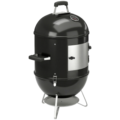 Outsunny Fumoir 3-en-1 Métal Noir 3 Grilles Thermomètre 91cm