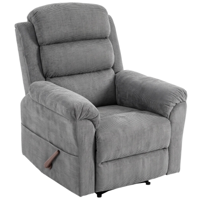 HOMCOM Sillón relax con masaje y calor, reposacabezas ajustable y función ahorradora de espacio, gris