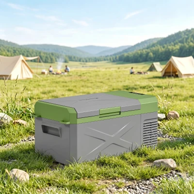 Outsunny Glacière Portable 16,3L Réfrigérateur 12/24V Gris