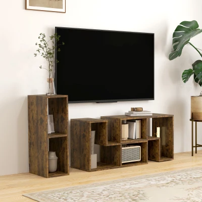 HOMCOM TV Stand for TVs up to 75 Inches, Free Combination TV Unit with Storage Shelves, Extendable Entertainment Centre for Living Room, Rustic Brown