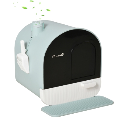 PawHut Hooded Cat Litter Box with Lid & Filter