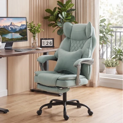 HOMCOM Executive Office Chair Leathaire Reclining Wide Blue
