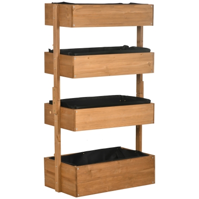 Outsunny Jardinera de Madera de 4 Niveles Jardinera Elevada Exterior con Orificios de Drenaje 80x45x142 cm Naranja