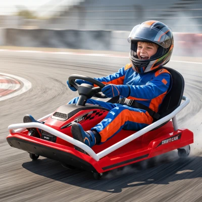 AIYAPLAY Electric Go Kart 24V 300W Dual Speed Kids Red