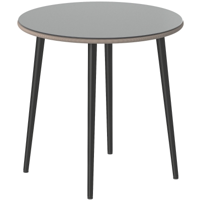 Outsunny Mesa de Comedor de Jardín con Tablero de Vidrio Templado con Borde de Ratán Estructura de Acero 80x80x74 cm Gris